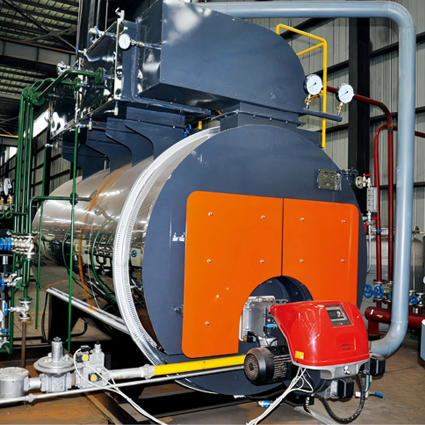 Low nitrogen condensing steam boiler